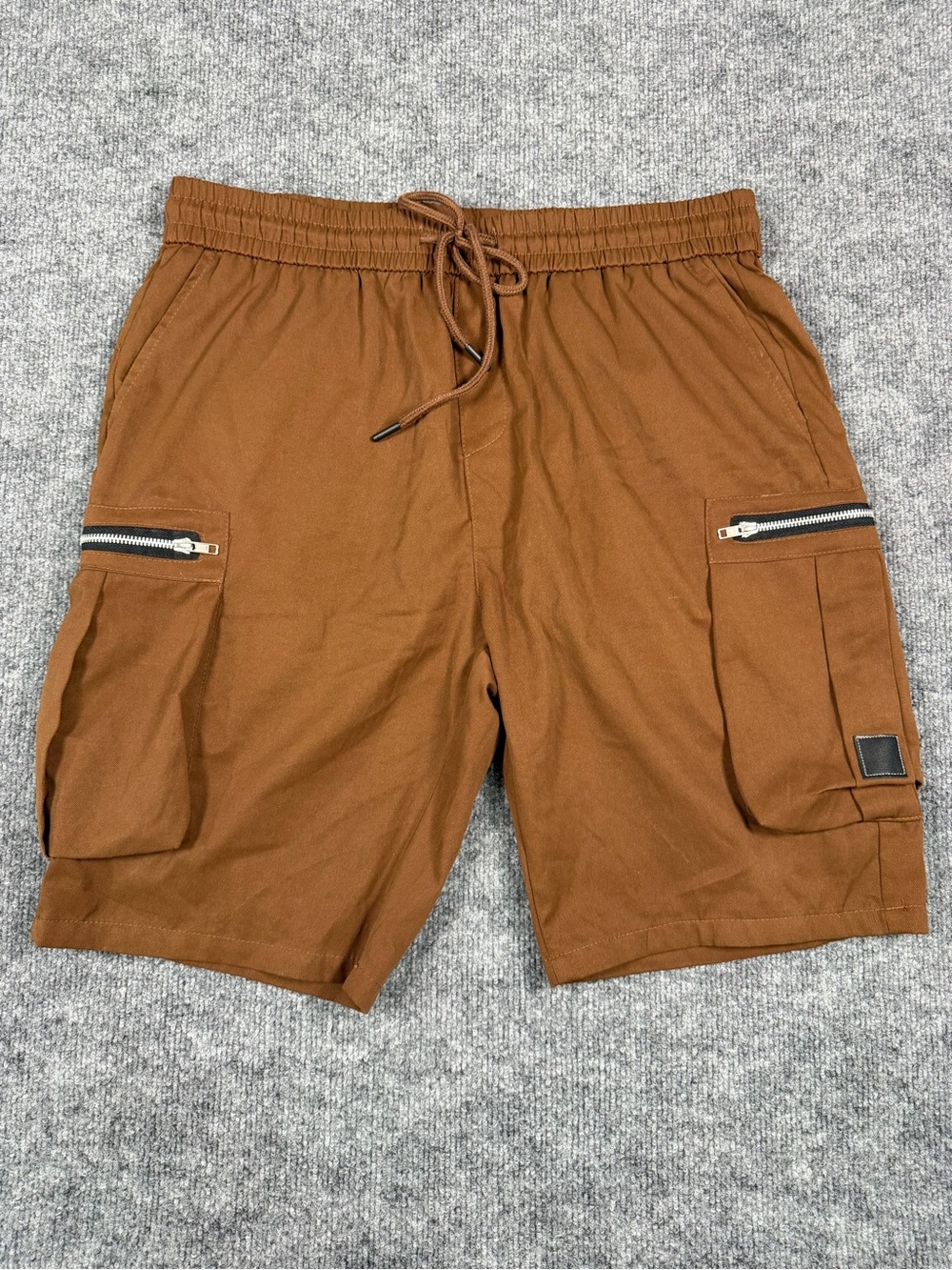 NFINITY Brown Cargo Drawstring Shorts with Zip Pockets